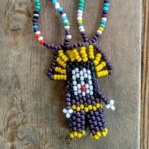 VINTAGE Indian Chief Beaded Necklace-Native Americ